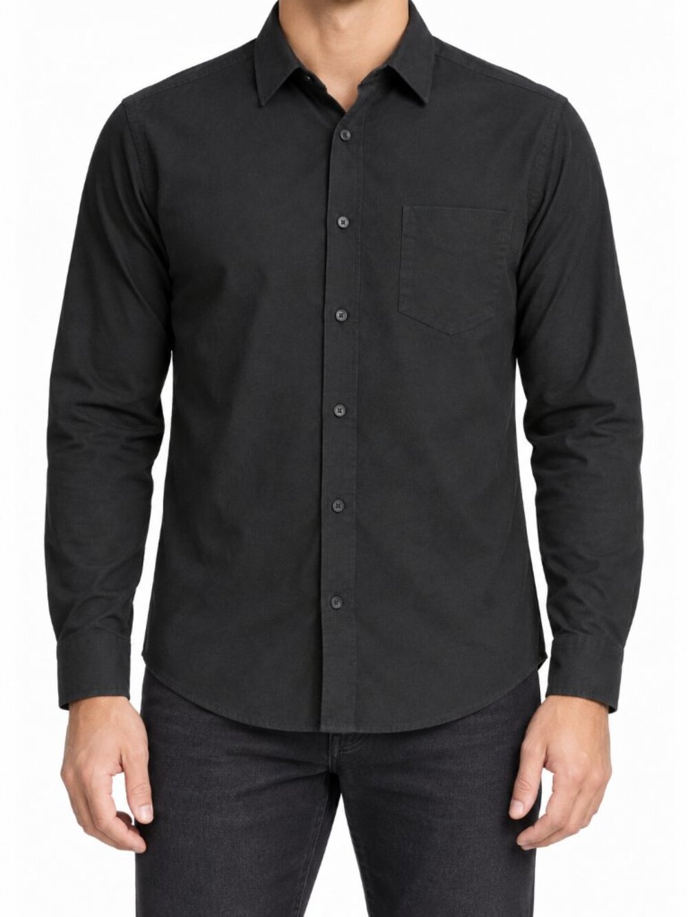 UNTUCKit Men’s Large Slim Fit Black Cotton Button-Up Shirt
